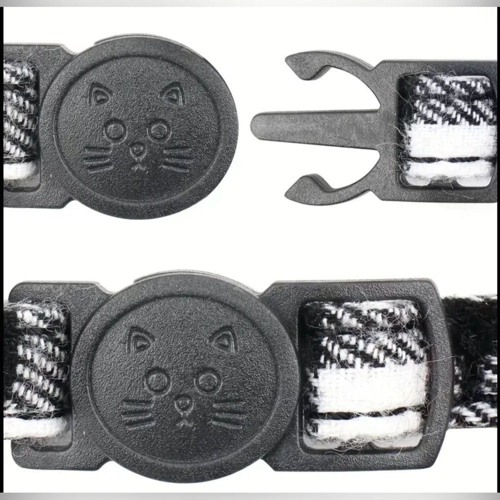 Pink Plaid Pet Cat Collar with Bell